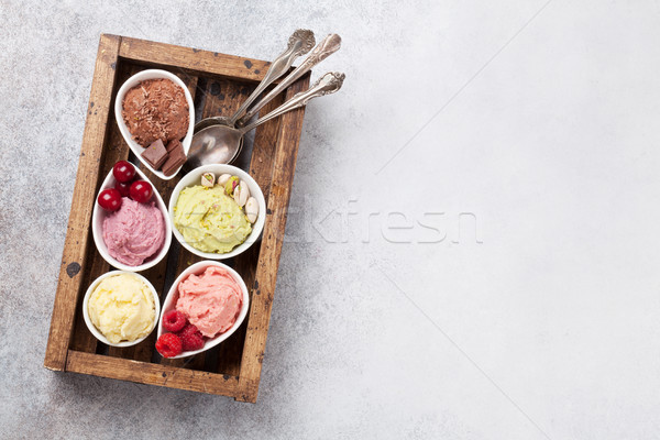 Ice cream with nuts and berries Stock photo © karandaev