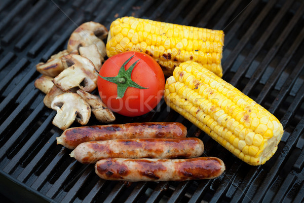 Grill bbq salsicce verdura party funghi Foto d'archivio © karandaev