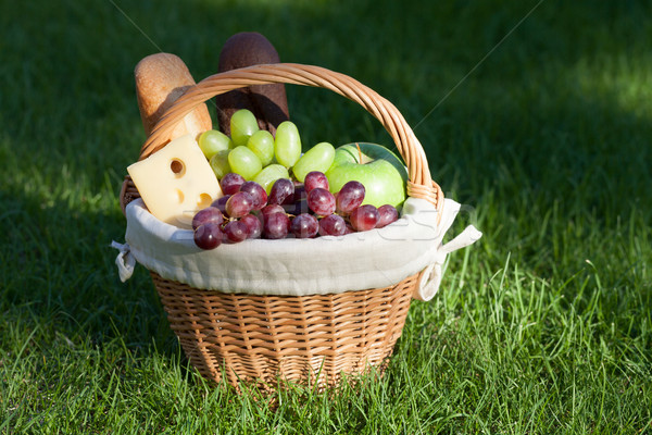 Aire libre cesta de picnic verde césped pan queso Foto stock © karandaev