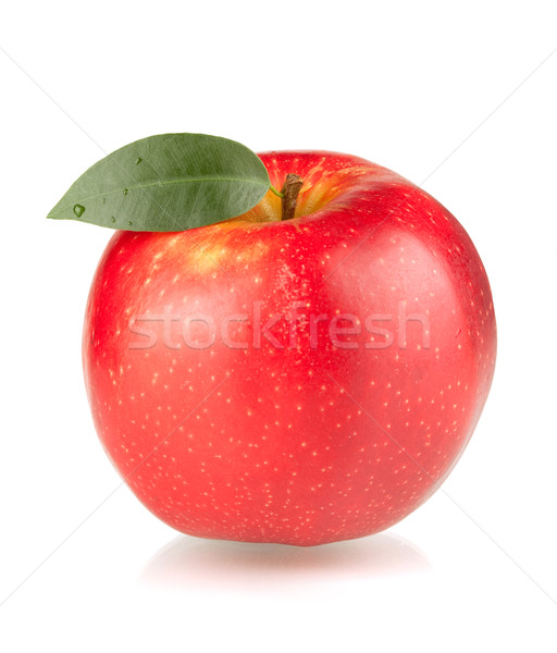 Olgun kırmızı elma yeşil yaprak yalıtılmış beyaz gıda Stok fotoğraf © karandaev