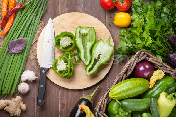 Fresh farmers garden vegetables and herbs cooking Stock photo © karandaev