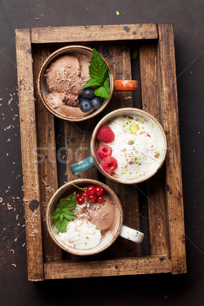 Ice cream with berries Stock photo © karandaev