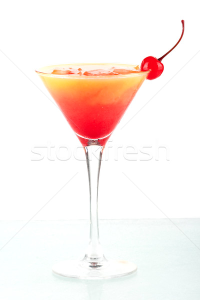 Stock photo: Tequila sunrise alcohol cocktail with ice and maraschino