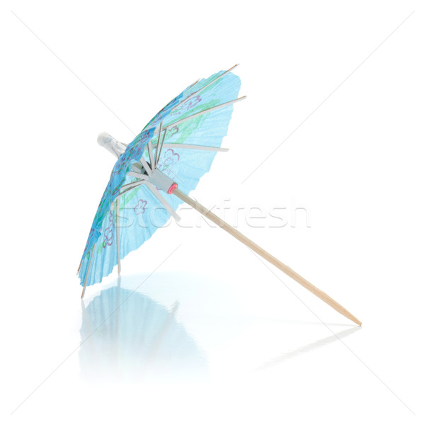 Foto stock: Azul · coquetel · guarda-chuva · isolado · branco · festa