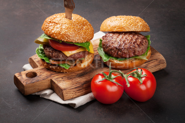 [[stock_photo]]: Savoureux · grillés · boeuf · tomate · fromages