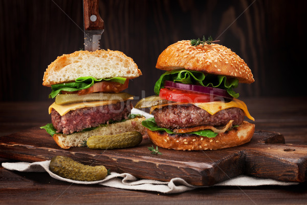 Tasty grilled home made burgers Stock photo © karandaev