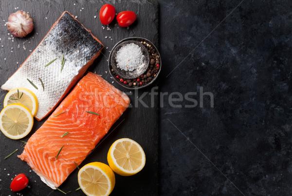 Raw salmon fish fillet Stock photo © karandaev