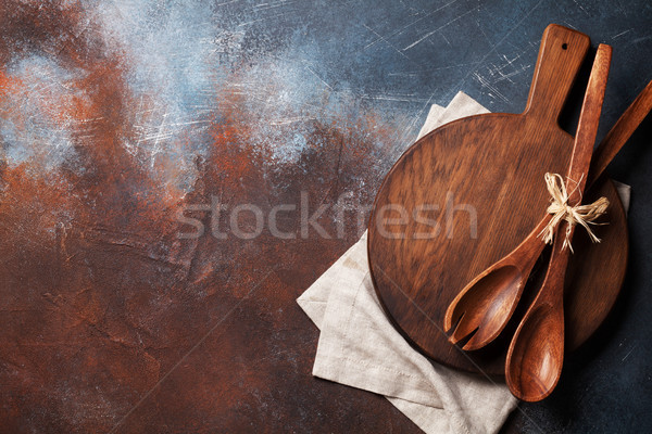 [[stock_photo]]: Vintage · cuisine · ustensiles · planche · à · découper · cuisson · haut