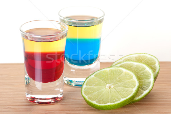 Foto stock: Tiro · coquetel · coleção · vermelho · azul · tequila