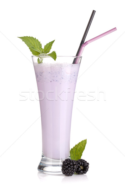 BlackBerry Milch Smoothie mint trinken isoliert Stock foto © karandaev
