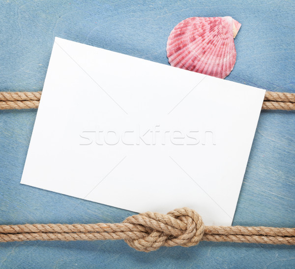 Stock foto: Leeres · Papier · Karte · Schiff · Seil · blau · Holz