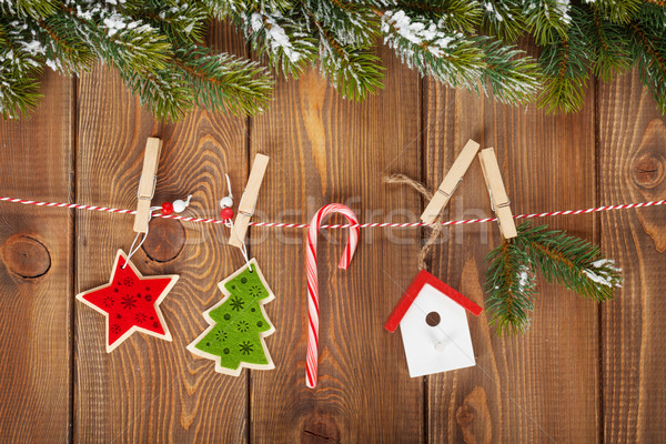 Stock fotó: Hó · fenyőfa · karácsony · dekoráció · kötél · rusztikus