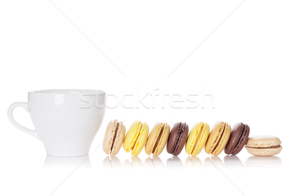 Colorful macaroons and cup Stock photo © karandaev