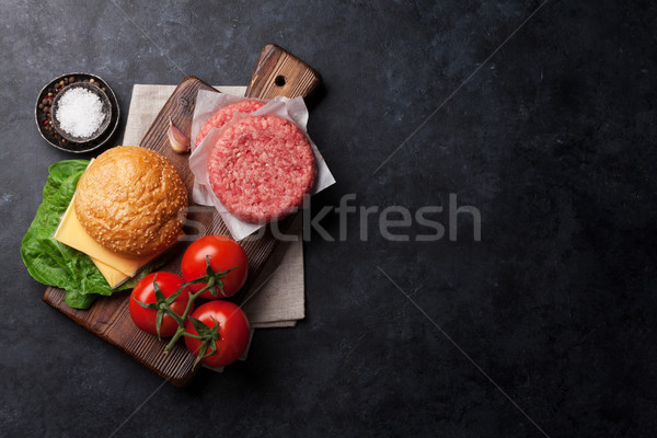 Stock photo: Tasty grilled home made burgers cooking