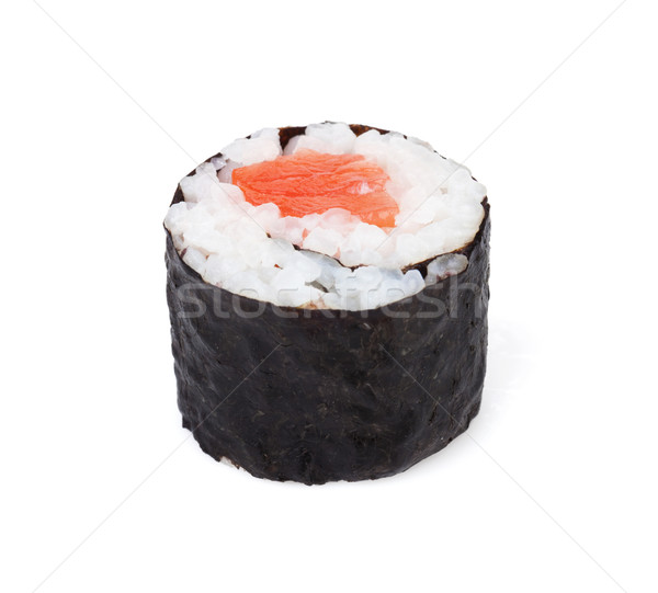 Stockfoto: Sushi · maki · zalm · geïsoleerd · witte · voedsel