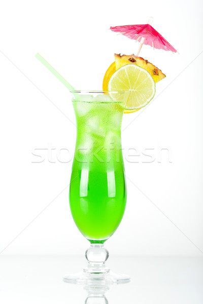 Vert tropicales cocktail ananas tranche blanche [[stock_photo]] © karandaev