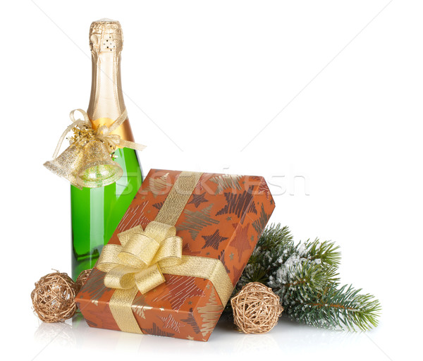 Stok fotoğraf: şampanya · şişe · Noel · hediye · kutusu