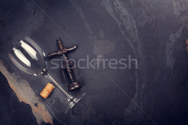 ワイングラス コークスクリュー 石 表 先頭 表示 ストックフォト © karandaev