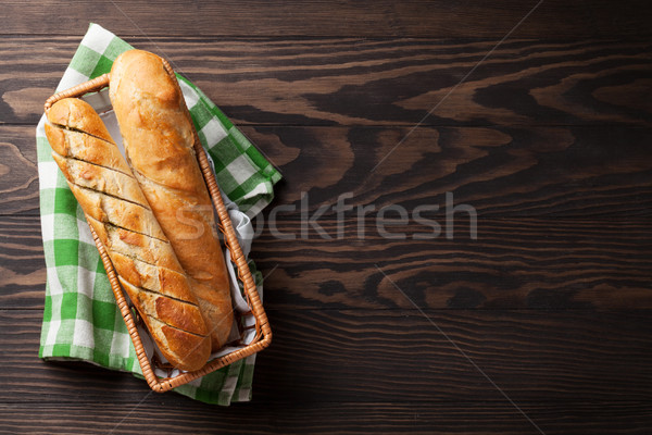 Foto stock: Frescos · pan · mesa · de · madera · superior · vista · espacio