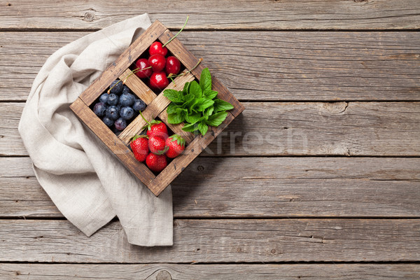 Fresh summer berries box Stock photo © karandaev
