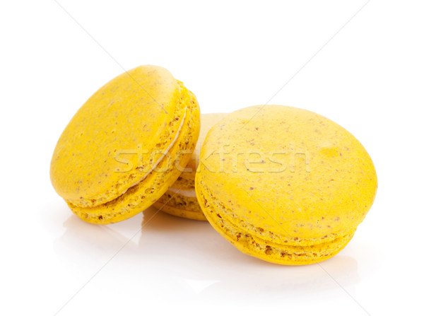 Stockfoto: Geel · macaron · cookies · geïsoleerd · witte · kleur