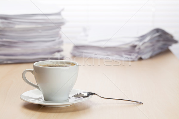 Office workplace with coffee and documents Stock photo © karandaev