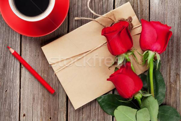 Love letter and red roses Stock photo © karandaev