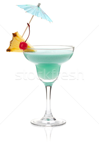 Blue tropical cocktail in margarita glass Stock photo © karandaev