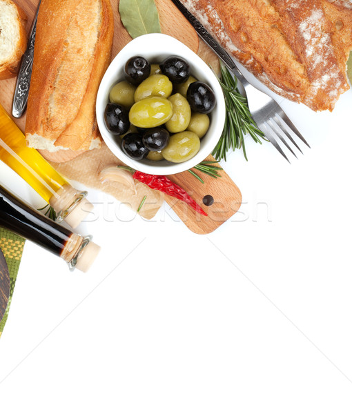 Stock fotó: Olasz · étel · előétel · olajbogyók · kenyér · olívaolaj · balzsam
