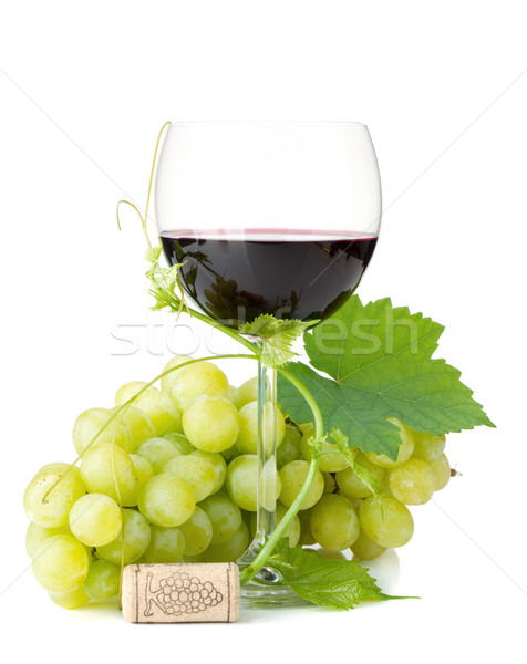 Red wine glass and grapes Stock photo © karandaev