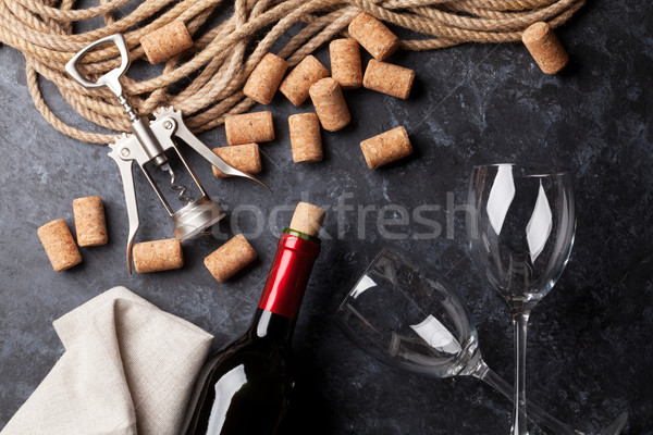 ワイングラス コークスクリュー 石 先頭 表示 食品 ストックフォト © karandaev