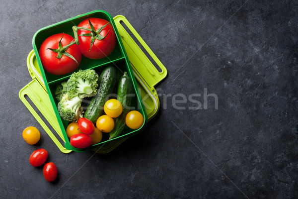 Déjeuner boîte légumes pierre table haut [[stock_photo]] © karandaev