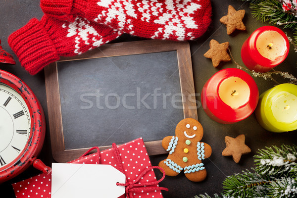 Foto stock: Navidad · navidad · tarjeta · de · felicitación · nieve · decoración