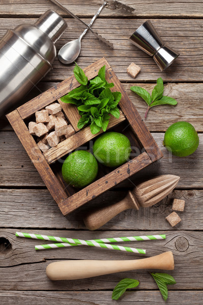 Mojito coquetel ingredientes caixa bar Foto stock © karandaev