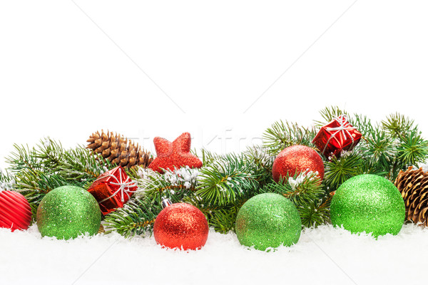 Christmas decor and snow fir tree Stock photo © karandaev