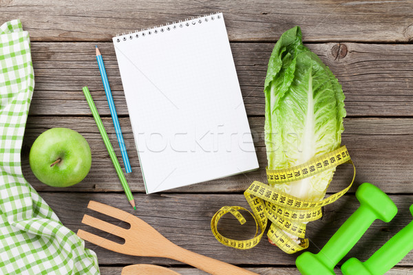 Stock foto: Gesunde · Lebensmittel · Kochen · top · Ansicht · Holztisch · Körper