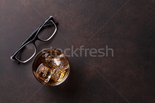 Stock fotó: Whiskey · jég · szemüveg · felső · kilátás · copy · space