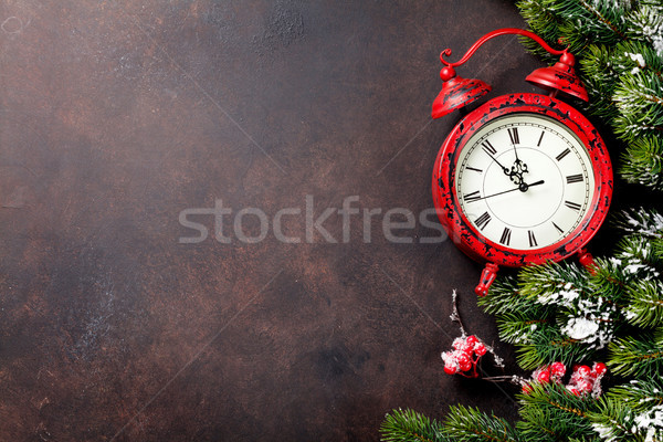 Foto stock: Navidad · navidad · tarjeta · de · felicitación · nieve · despertador