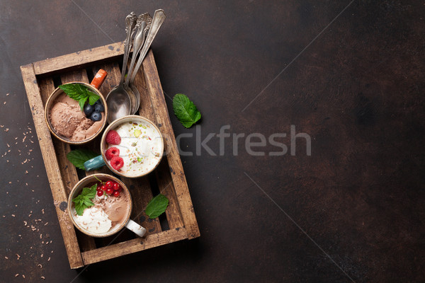 Ice cream with berries Stock photo © karandaev