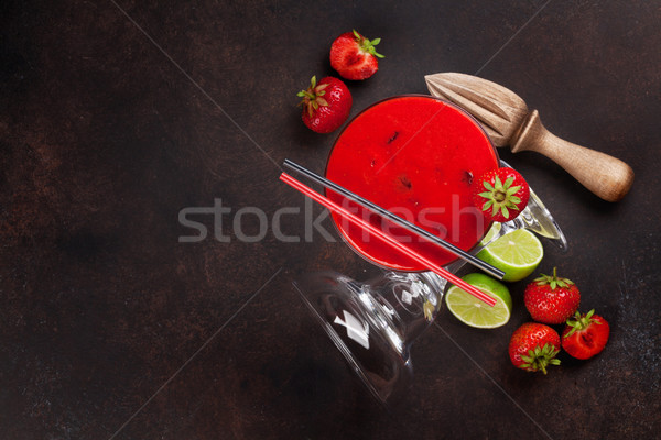 Strawberry margarita cocktail Stock photo © karandaev