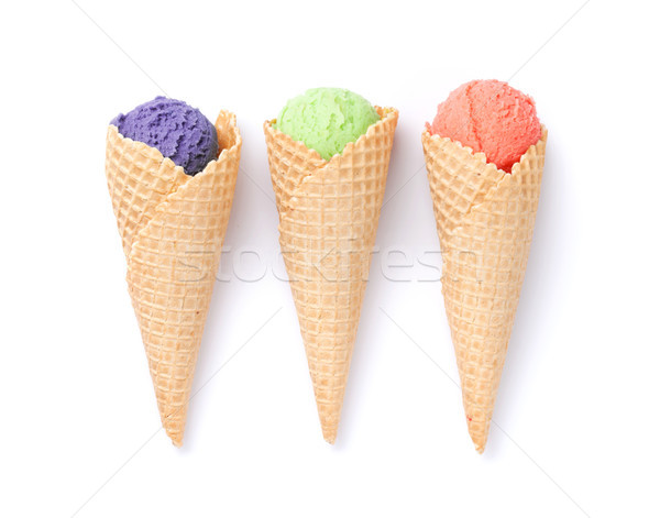 Ice cream scoops in cones Stock photo © karandaev