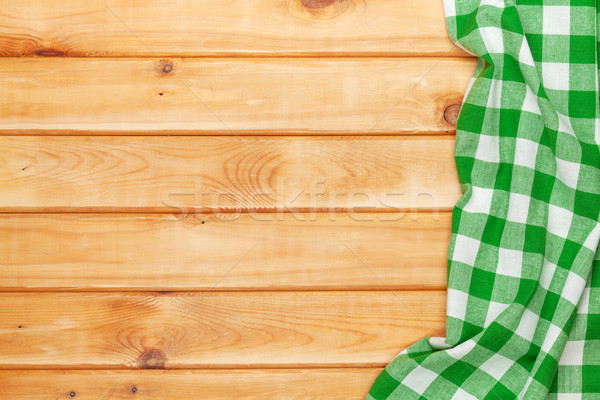 Zöld törölköző fából készült konyhaasztal felülnézet copy space Stock fotó © karandaev