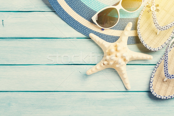 Foto stock: Playa · sombrero · estrellas · de · mar