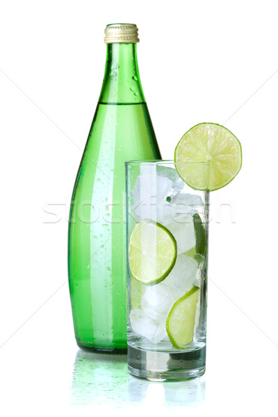 Сток-фото: стекла · воды · извести · льда · мята · бутылку