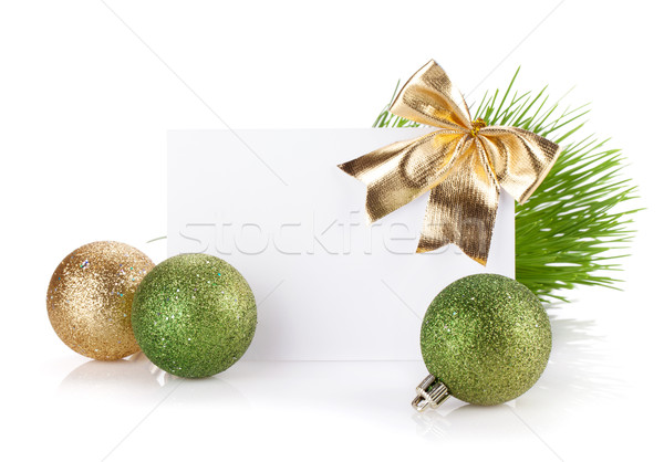 Leer Weihnachten Geschenkkarte Kugeln isoliert weiß Stock foto © karandaev