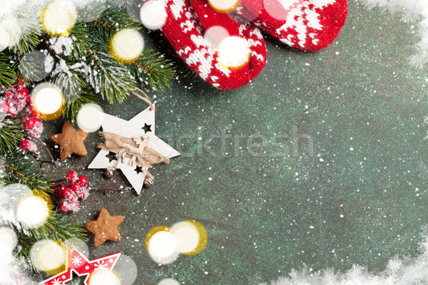 Noël noël carte de vœux neige mitaines [[stock_photo]] © karandaev