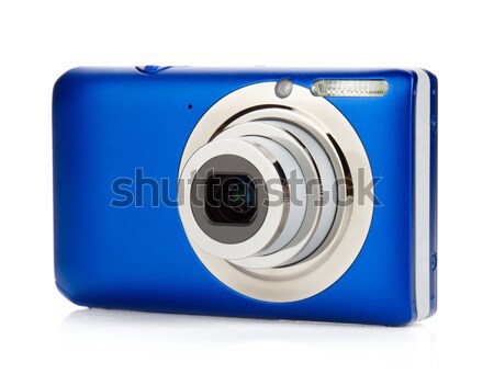 Albastru compact aparat foto izolat alb tehnologie Imagine de stoc © karandaev