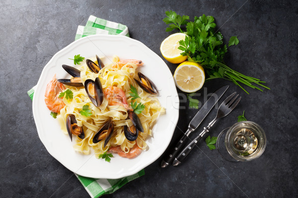 Stock photo: Pasta with seafood