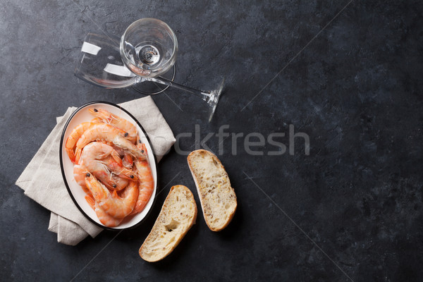 Fresche frutti di mare pietra tavola top view Foto d'archivio © karandaev