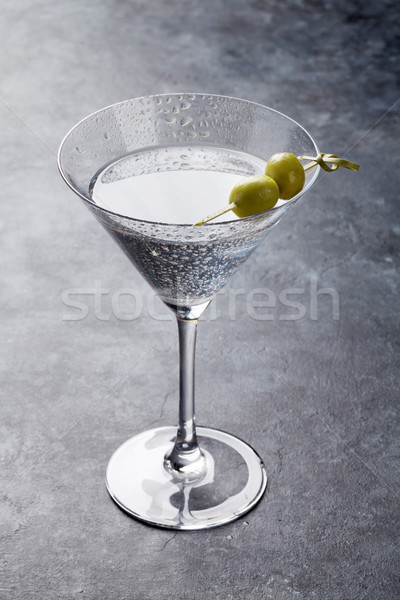 Martini koktél sötét kő asztal buli Stock fotó © karandaev